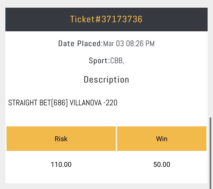 BelfortLockss's tweet image. 10U CBB 

Villanova ML 

Starts in 5 minutes get it in quick #GamblingTwitter #lockss #CBBPicks #2TheMoon