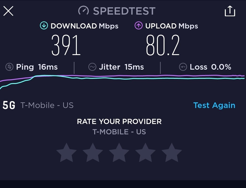 therealjmaje's tweet photo. While I'm out getting crawfish and shrimp, just thought I'd let Twitter world know how fast my T-Mobile service is coming in, in Houston off Westheimer! #theGOATin5G #houstontx @NevilleRay @MikeSievert https://t.co/tmRVjfyW0G