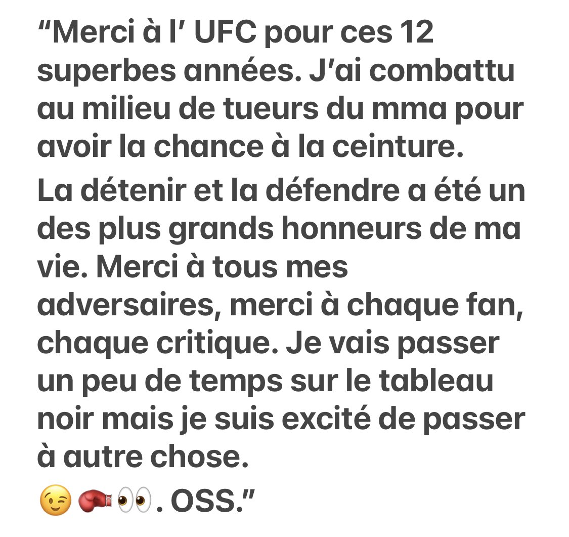 🙋‍♂️ #JuniorDosSantos annonce la fin de sa très belle histoire avec l’ #UFC‼️
12 ans et le 🏆 suprême Lourds en 2011, qu’il défendra une fois avec succès.
Il laisse entendre qu’une aventure en boxe  anglaise l’attend.
👏👏👏 @junior_cigano 

Sa déclaration ⬇️