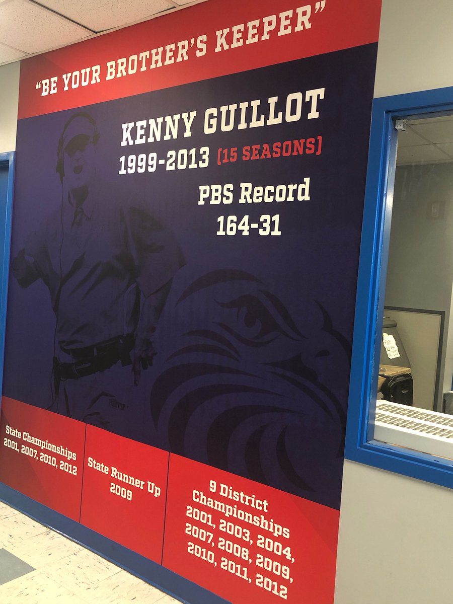 PBS_EaglesFB's tweet photo. New addition to our facility....honoring one of the best to do it at an extremely high level for a long time! #CoachGuillot #ParkviewProud #Champion https://t.co/APPUnBo8iR