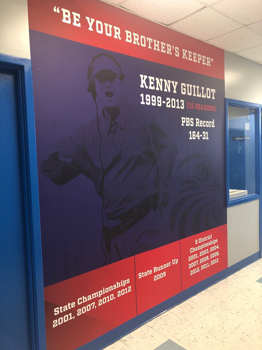 PBS_EaglesFB's tweet photo. New addition to our facility....honoring one of the best to do it at an extremely high level for a long time! #CoachGuillot #ParkviewProud #Champion https://t.co/APPUnBo8iR