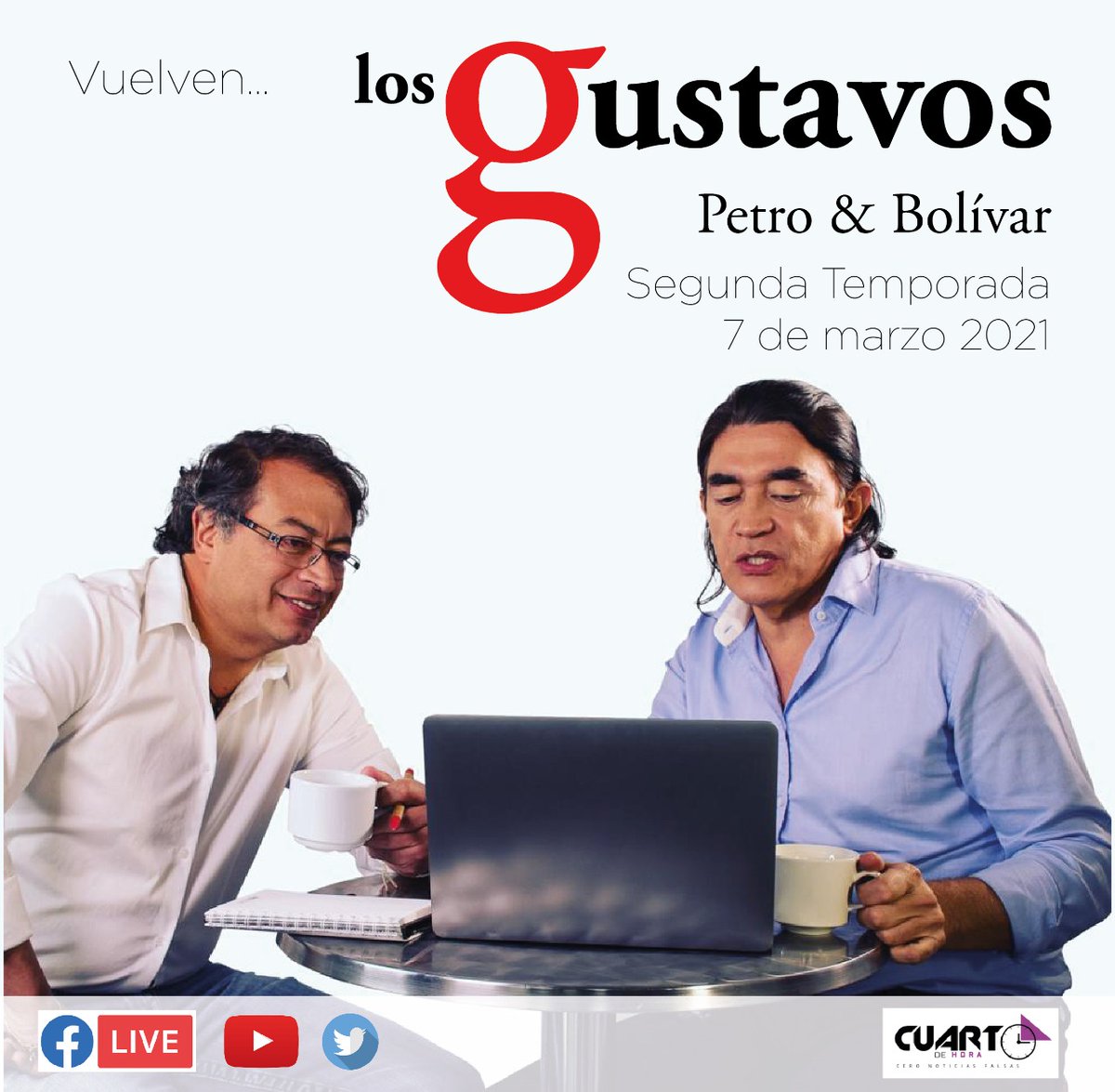 GustavoBolivar's tweet photo. Petro ha sufrido, atentado en Cúcuta, video sin audio de Paloma, Fraude en 2018, multas, embargos, demandas, calumnias, fakes news, su enfermedad, el abandono de varios colegas en momentos difíciles. Y ahí sigue, luchando, proponiendo, uniendo.
El domingo vuelve a #LosGustavos https://t.co/NGJ9B5ENoH