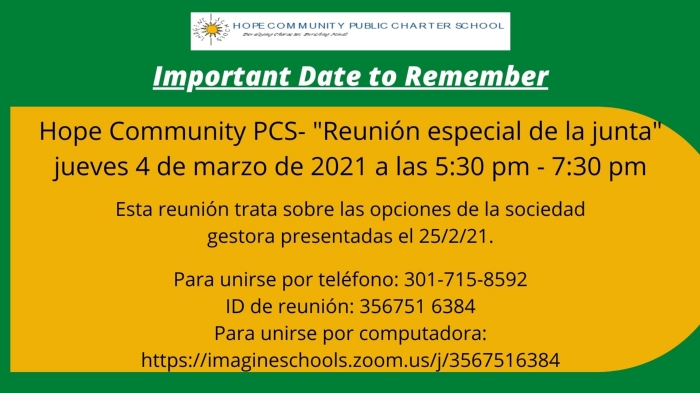 HopeCommunityCS's tweet image. Hope Community PCS - Reunion especial de junta edne.tw/n704864