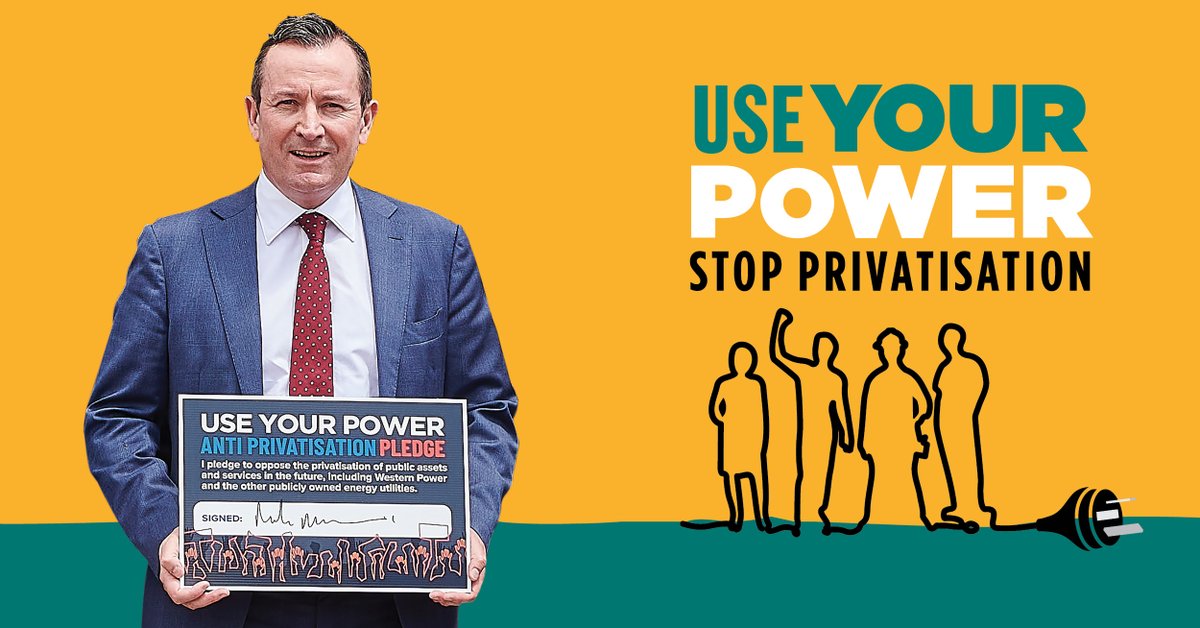 UseYourPowerWA's tweet image. Premier Mark McGowan has been consistently strong in his opposition to privatisation. That's why we're supporting him.