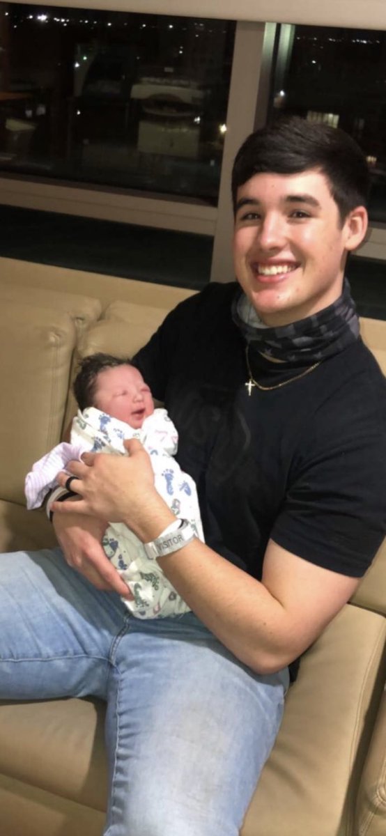 Former Holliday Eagle, Jett Johnson with a Future Holliday Lady Eagle, Haiden Reign.