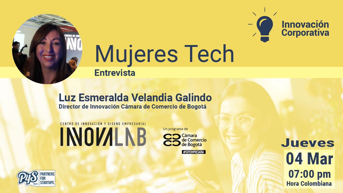 p4sco's tweet photo. Empezamos el mes de la mujer con una súper invitada. Luz Esmeralda Velandia directora de innovación de la Cámara de Comercio de Bogotá y su laboratorio #InnovaLAB. #p4slive https://t.co/o5p8Kwy88U https://t.co/4Lajiq5iDx