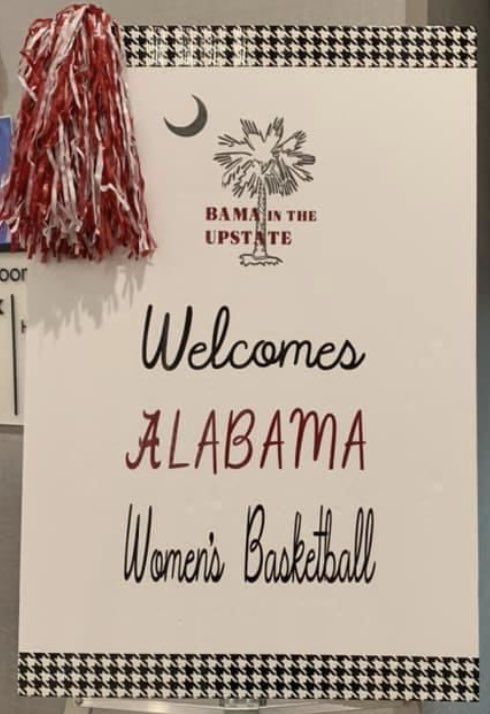 BamaUpstate's tweet photo. “Checking in” on  @AlabamaWBB in @Greenville_SC  at #SECWBB Tournament #yeahTHATgreenville https://t.co/6jMVxELw49