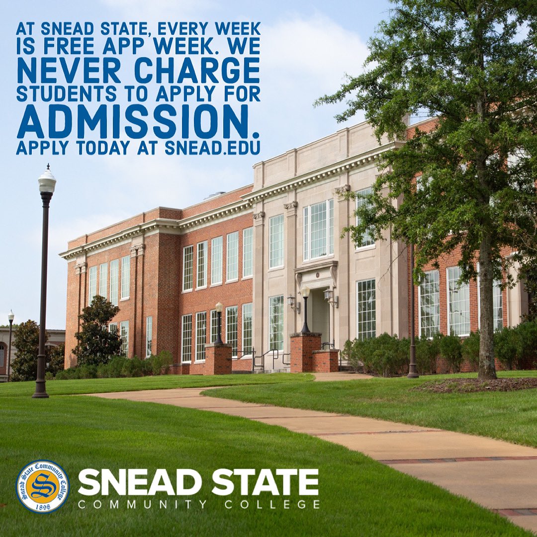sneadstatecc's tweet photo. Did you miss #freecollegeapp week? You can still apply to Snead State for FREE! Apply today at https://t.co/kUSoAZK4UF & you can apply for scholarships while you’re at it! The deadline for fall awards is 3/15. #SneadState #CommCollege #scholarships #classof2021 @ACCS_Education https://t.co/SdmU4fWZGa