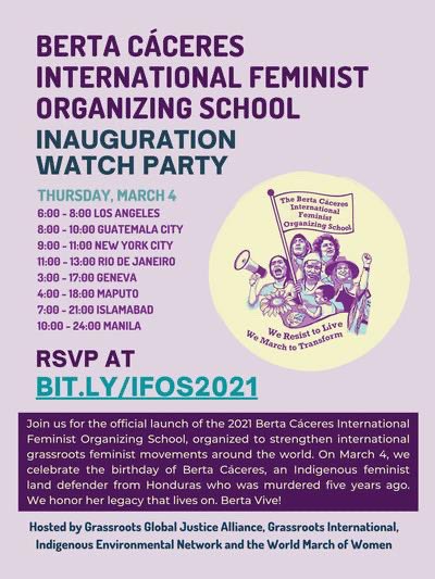 bridgetbrehen's tweet photo. FRIENDS! Join the launch watch party for this incredible celebration of grassroots internationalist feminism! Register for link! https://t.co/RHYUgOLVRe 
#BertaPresente #IFOS2021 https://t.co/rvK39HUVKA