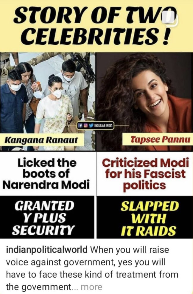 ThanosVsAvenger's tweet photo. #NewIndia-

#Boot_lickers 👅👞🥾#KanganaRanaut being rewarded 

People who #raise_their_voice against the #BjpeeGobarment being raided #TapseePannu #AnuragKashyap https://t.co/8d4W94Vpmy