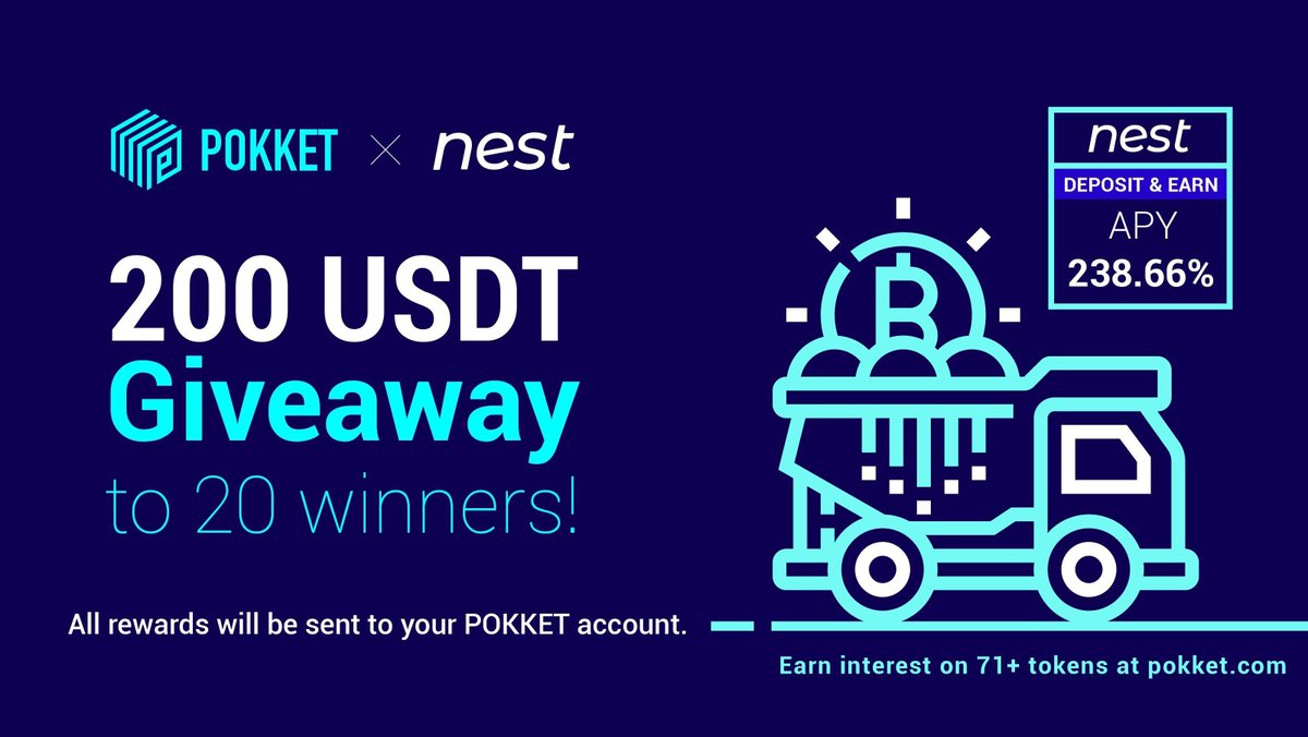 POKKETOfficial's tweet photo. Nest Protocol $NEST is now on POKKET!

To celebrate, we will #giveaway $200 USDT to 20 winners.💰$10 each!

To Enter:
✅Follow @POKKETOfficial, @fan_nest &amp; @nest_protocol 
✅Like, RT &amp; Tag 3 friends 
✅Register at https://t.co/2MjCNYYlRX

#NestFans #BTC #Crypto #airdrop #Giveaway https://t.co/Lt3Zacy9Ee