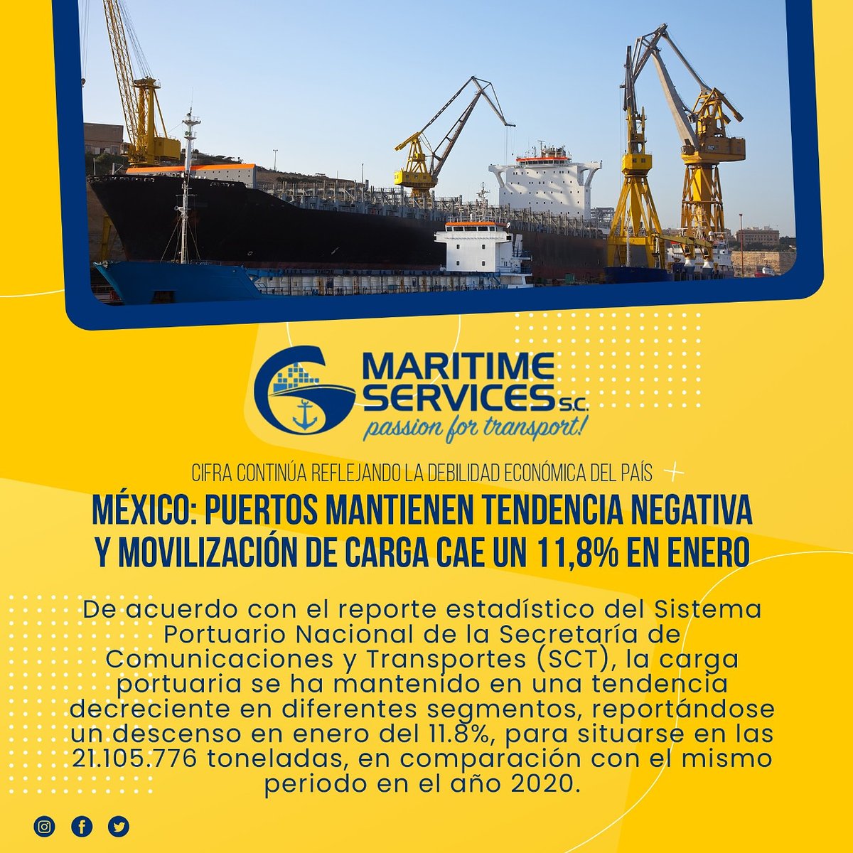 Continúa tendencia a la baja de movilización de carga en puertos mexicanos. 🇲🇽🚢↘️

#noticias #maritime #importaciones #exportaciones #import #export #logistica #transporte #comerciointernacional #logistics