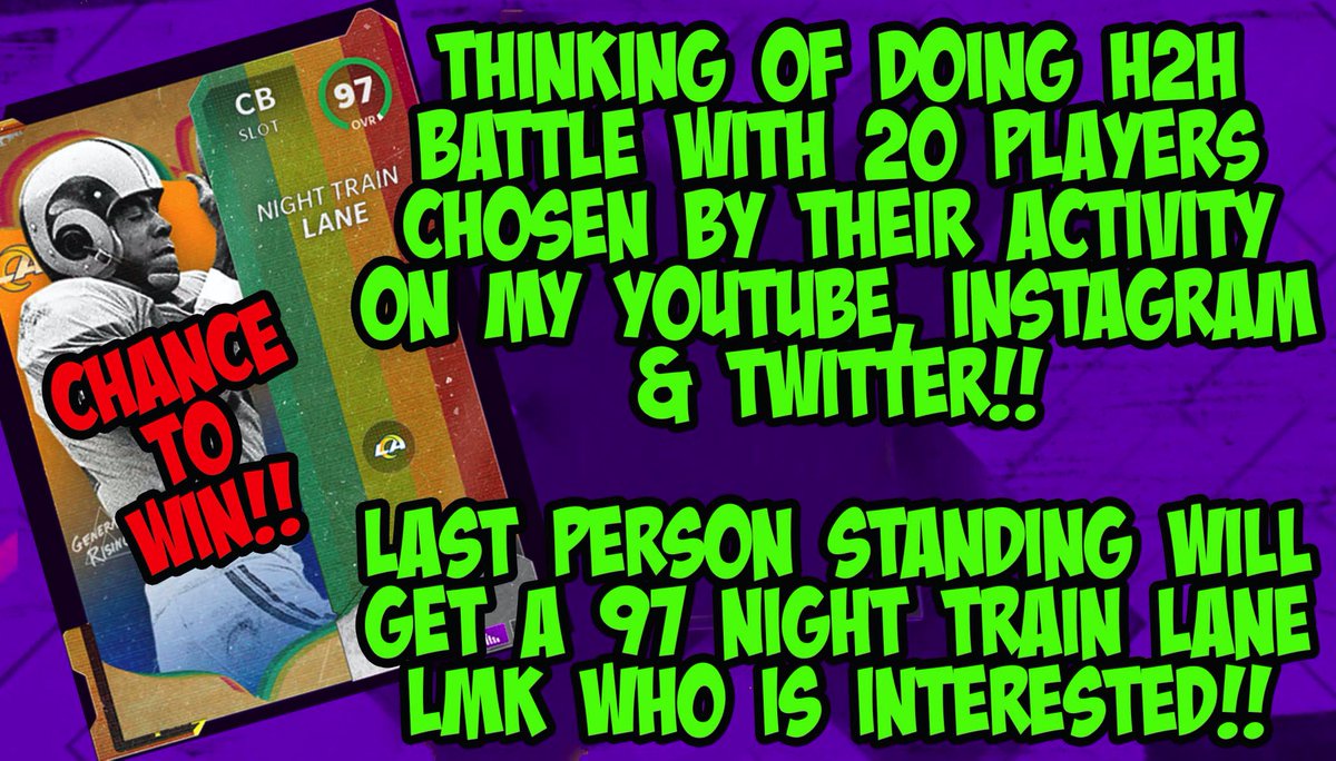 TheMDMut's tweet photo. **GET A CHANGE TO WIN 97 NIGHT TRAIN LANE**
#Madden21 #MaddenNFL21 #madden #maddenfamily https://t.co/YQZukZrX1L