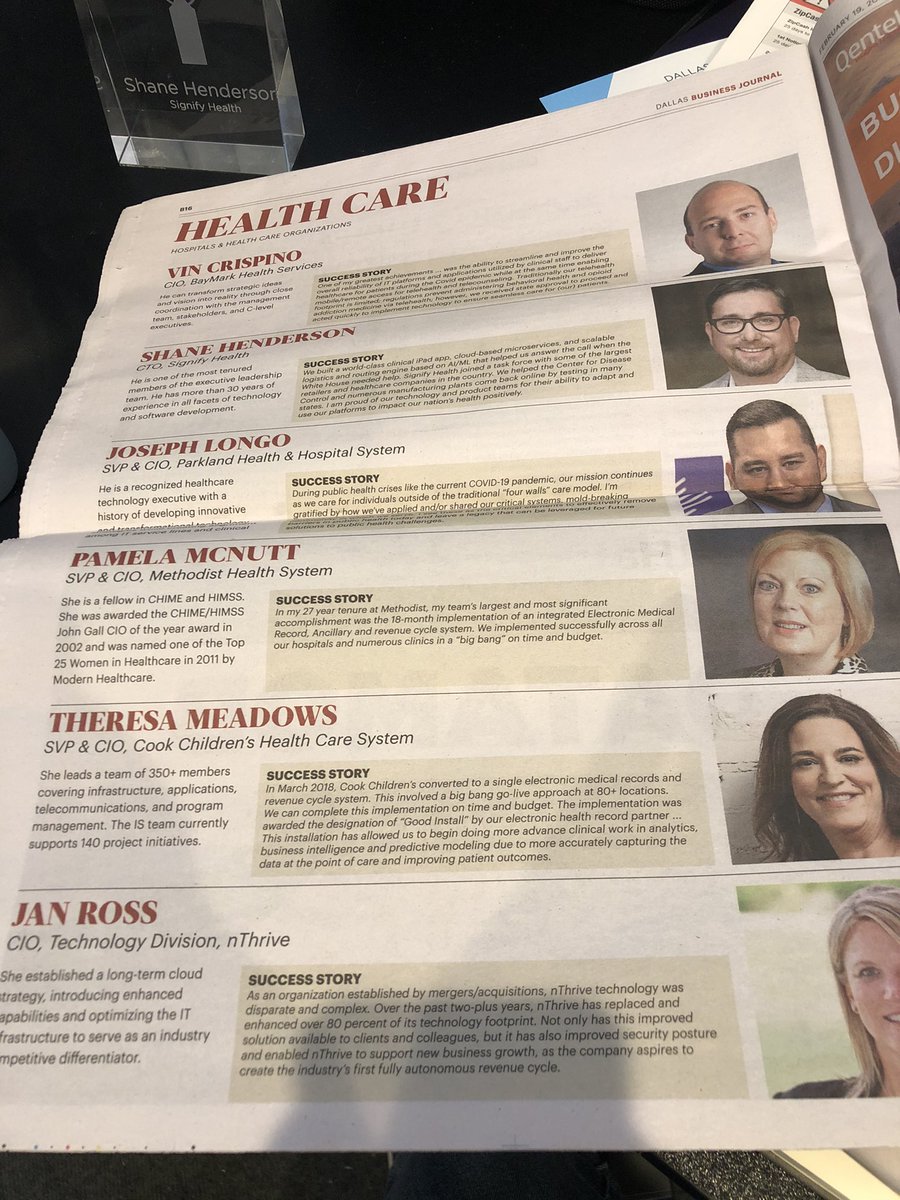 shanehenderson's tweet photo. So proud to represent @signifyhealth and my team to accept the Dallas CIO of the Year award. Thank you to the @DallasCIO team and everyone who helped us have an amazing year. #dallascio #dallasciooftheyear https://t.co/FtHEhl5Kbb