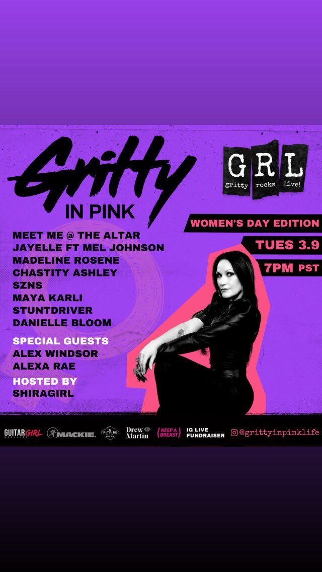 Danielle Bloom (@dbloommusic) on Twitter photo I can’t wait to celebrate International Women’s Day with @grittyinpinklife on IG Live next TUESDAY, MARCH 9 @ 7PM Singing my song “Believe”! Featuring all of these wonderful women: <a href="/mmataband/">Meet Me @ The Altar 💒</a> @musicbyjayelle <a href="/chastityashley/">Neon Pony</a> <a href="/sznsofficial/">Emily’s SZN</a> <a href="/maya/">Maya</a>.karli @stuntdrivermusic I can’t wait to celebrate International Women’s Day with @grittyinpinklife on IG Live next TUESDAY, MARCH 9 @ 7PM Singing my song “Believe”! Featuring all of these wonderful women: <a href="/mmataband/">Meet Me @ The Altar 💒</a> @musicbyjayelle <a href="/chastityashley/">Neon Pony</a> <a href="/sznsofficial/">Emily’s SZN</a> <a href="/maya/">Maya</a>.karli @stuntdrivermusic
