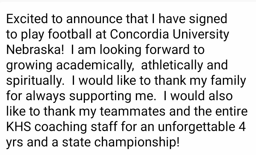 BryceNeedham1's tweet photo. Blessed to say that I have signed with Concordia University Nebraska to further my academic and athletic career.  @CUNEFootball @PatrickDaberkow @CorbyOsten https://t.co/nejcFUY35G
