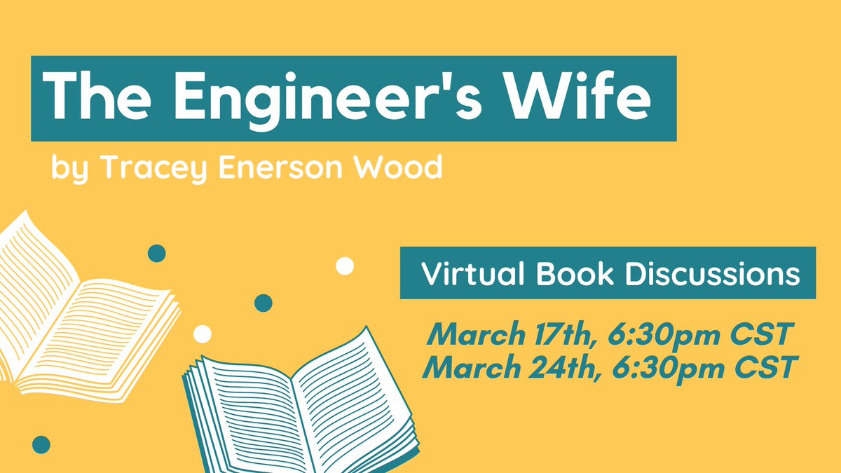 The Engineer's Wife by Tracey Enerson Wood, based on a true story. Emily Warren Roebling took over building the Brooklyn Bridge when her husband got sick. Join our #BookClub discussions at 6:30pm CT. RSVP for 3/17: buff.ly/2O1TfAG; RSVP for 3/24: buff.ly/3qdCb82