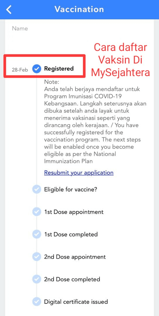 My sejahtera daftar vaksinasi