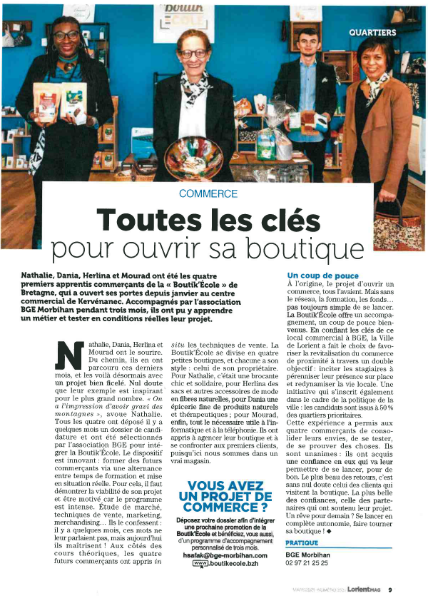 Hey, la #Boutikecole <a href="/BretagneBge/">BGEBRETAGNE</a>  #Lorient ouvre ses portes ! Bienvenue à Nathalie, Dania, Herlina et Mourad, futurs commerçants !  Si comme eux, vous souhaitez devenir #commerçant en #bretagne, contactez Hilal : hsafak@bge-morbihan.com. #repriseenmain #entreprise #ateliers