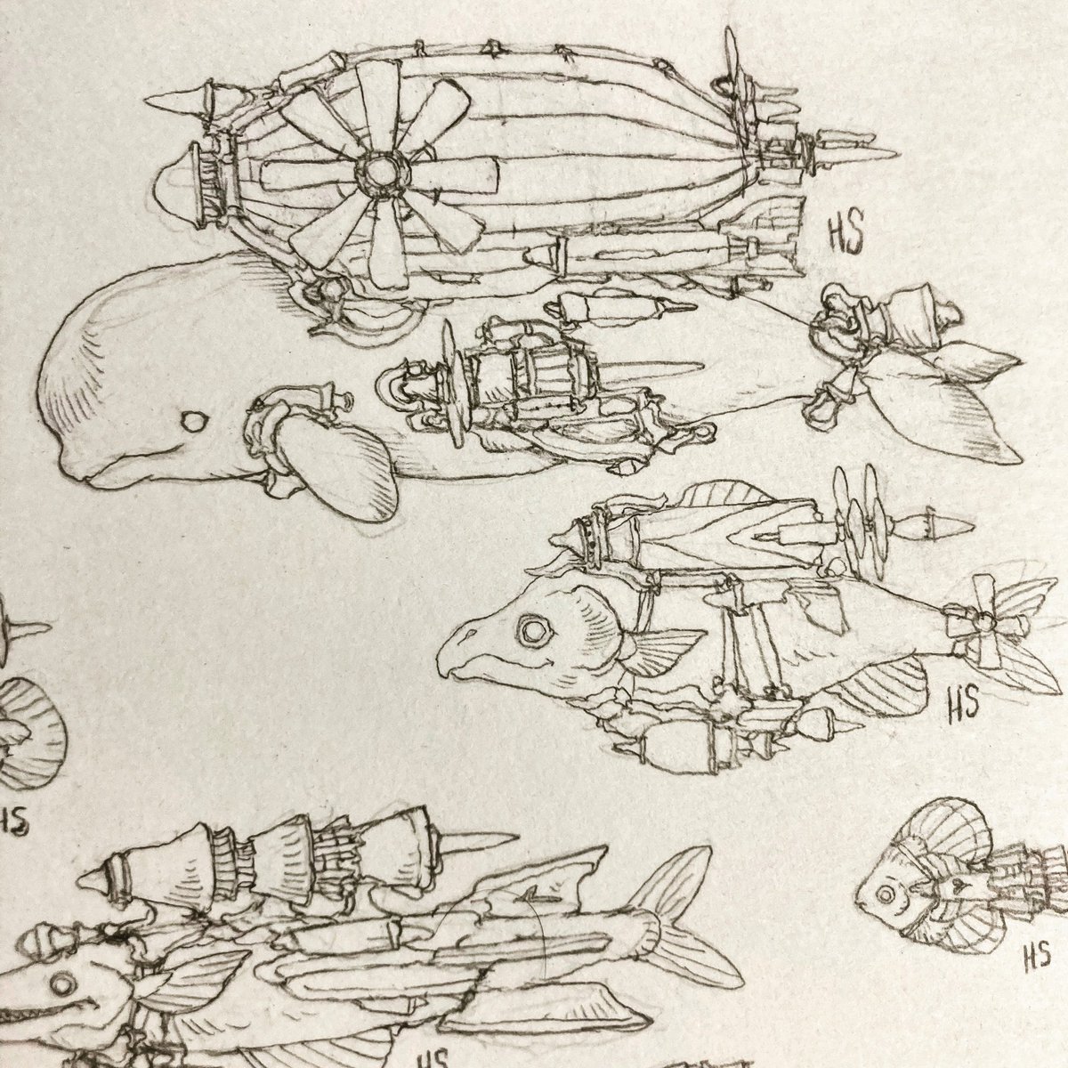クジラ飛行船とお魚たちな1ページ。 