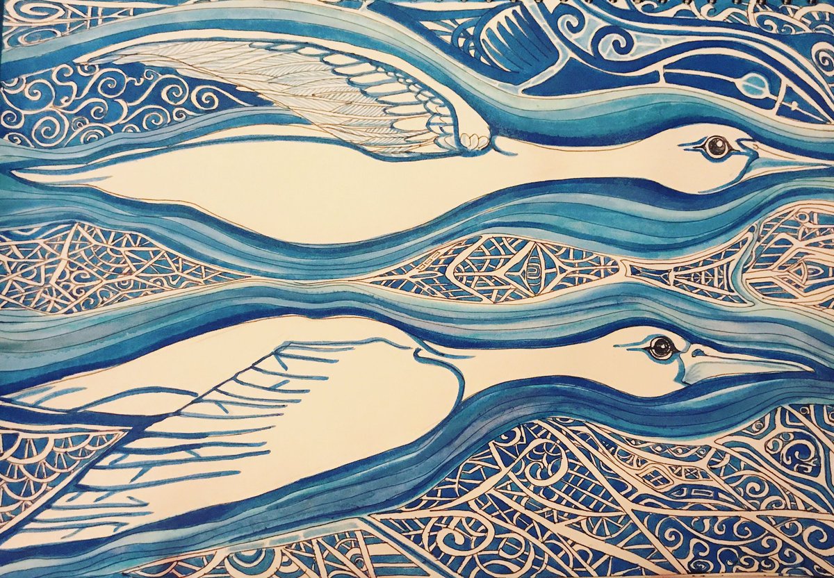 susiehammondart's tweet photo. Cloud Chasers ink brush drawing @susiehammondart #birds #flight #illustration #Illustrator #ArtistOnTwitter #art #painting #blue #nature #wildlife #suffolkartist #suffolkcoast #shopsuffolk #skies #land #sea #patterns #birdwatching #artist #alive https://t.co/AQaRYTTjjo