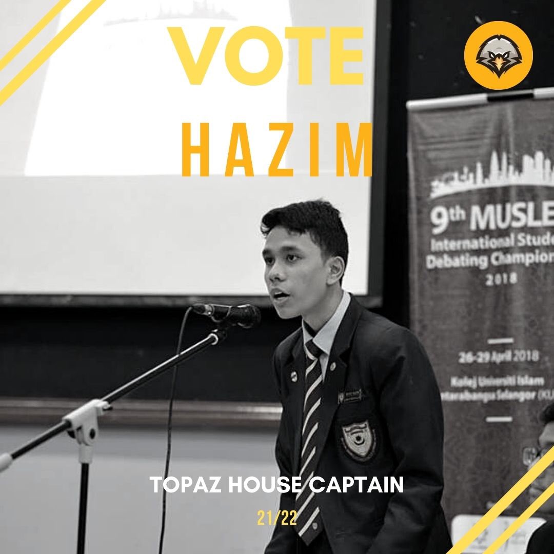 topazrockzz's tweet photo. Hi guys, Hazim here! I'm running for the role of house captain for Topaz. 💛

As promised, here's a summary of my manifesto:

1) Engagement for Topazians
2) Effective bonding sessions
3) More social media activity

Can't wait to see you all during manifesto night!!! https://t.co/qerwOSX4rV
