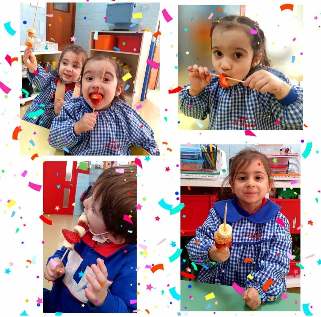 Berriotxoaikast's tweet photo. 🥝“Fruta gustatzen zait” proiektuari amaiera emateko, frutazko brotxetak egin ditugu!!! Mmmmm ze gozo!!!🍡
🍡Para finalizar el proyecto de "Me gusta la fruta"  hemos preparado éstas deliciosas brochetas. ¡Qué rico!🍇
#berriotxoa #lamennaisatulado👼 #infantil2 #haurhezkuntza #Cole https://t.co/sx6d8kP3su