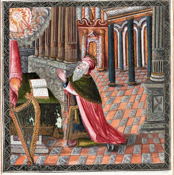 BL_HebrewMSS's tweet photo. Happy World Book Day! A fine portrayal of King David praying with the Book of Psalms open on a table in front of him. The Book of Psalms- attributed to King David- is one of the most widely read biblical books #HebrewProject
#LetsGetDigital #BLFromHome
https://t.co/IEng2ymfF5 https://t.co/tV9LMzmMaZ