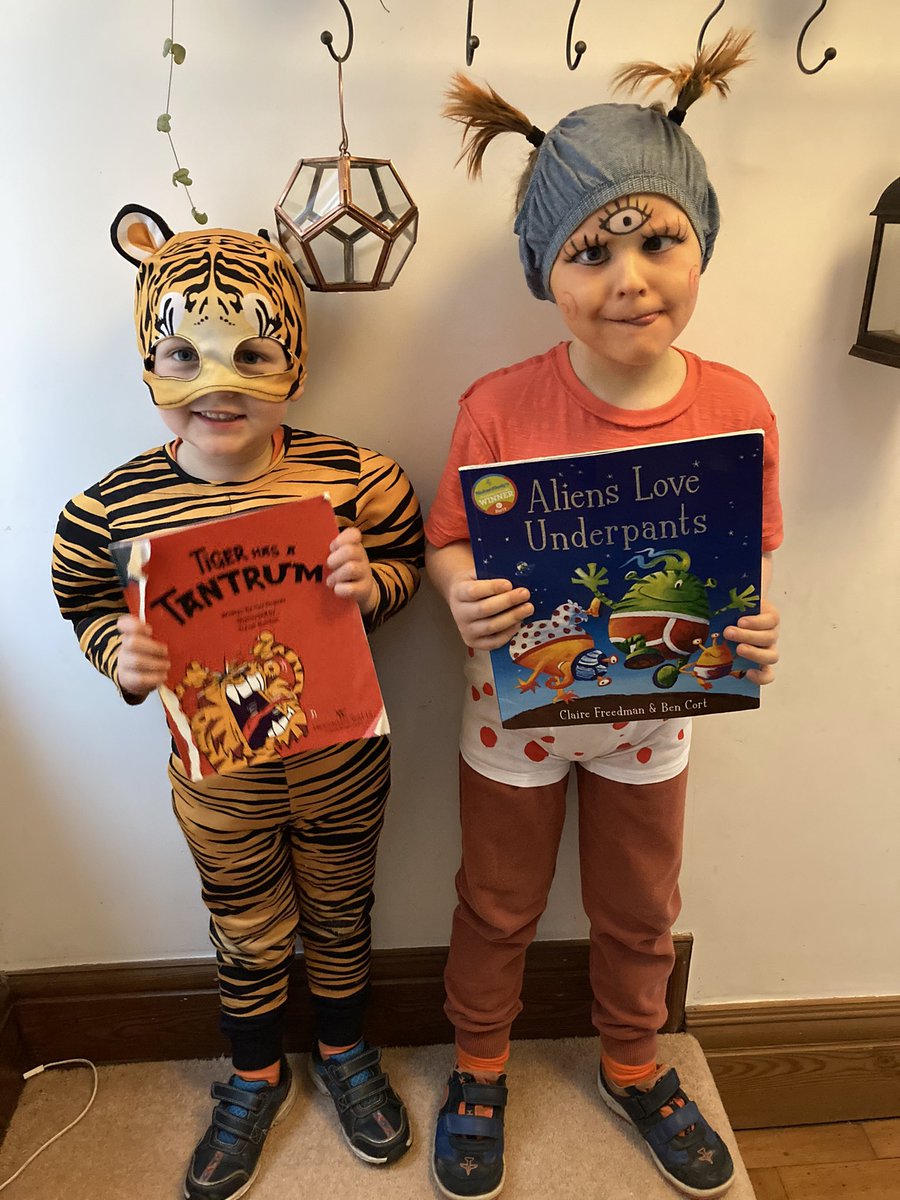 Deja14214's tweet photo. World Book Day @rhosstreet 
Arlo does love his undies 😂 Oskar is going as a tiger - the only costume he has ever worn. This year it’s going with the book “Tiger had a Tantrum”...quite fitting seeing as he had a tantrum and tore the cover off 😂😂😂🙄 https://t.co/aEGjGD0Tba