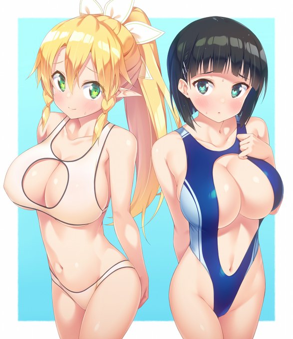 直葉ちゃんとリーファちゃんにいかがわしい水着を着てもらいました 