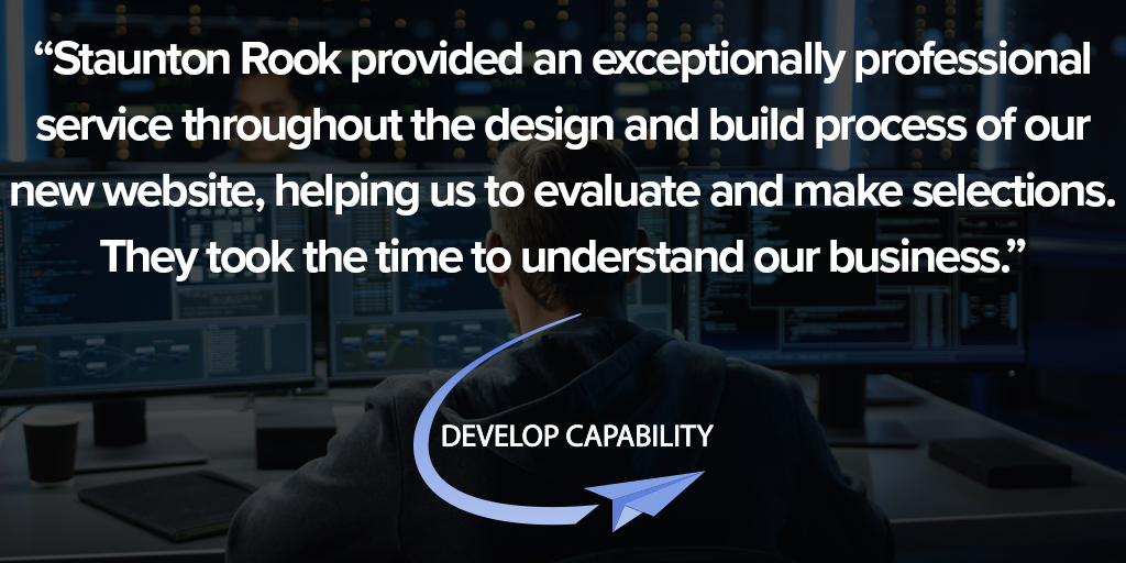 StauntonRook's tweet photo. We were approached by Develop Capability who provide management system consultancy, training &amp; auditing solutions to businesses who utilise ICT services 🖥️ We're really pleased with the #website &amp; thrilled they are too 👏 #stauntonrook #webdesign #webdevelopment #review https://t.co/jGpTK4CBNE