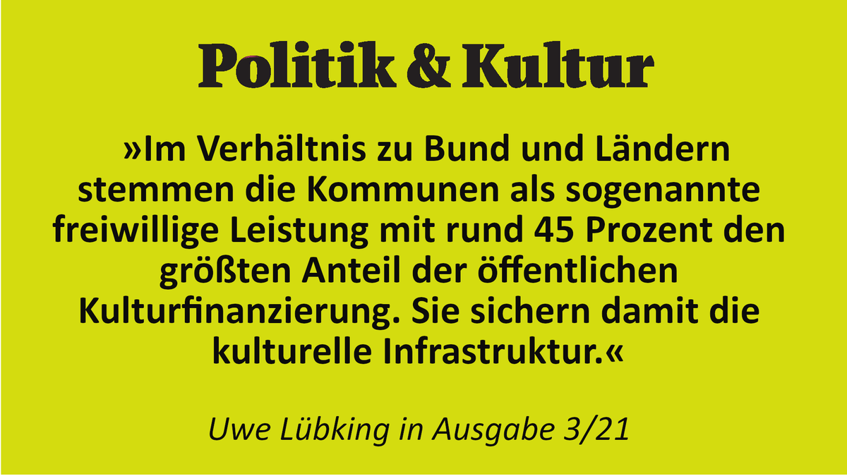 Der Beigeordneter für Soziales, Bildung, Kultur und Sport beim @Gemeindebund, <a href="/LuebkingUwe/">Uwe Lübking</a>, schildert die aktuelle Situation des Kulturbereiches in deutschen Städten und Gemeinden: kulturrat.de/corona-pandemi…