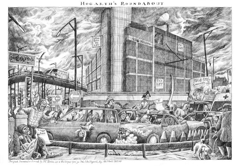 TorinDouglas's tweet photo. #ExploringChiswick? Enjoy the art! Today’s is Hogarth’s Roundabout 1997 by @MartinRowson. See history + video with @kareninagarden @AbundanceLondon @chiswickbuzz: https://t.co/3mi3A0Wnoz and on the #ChiswickTimeline mural @TfL. @ArtistsAtHome @ahistoryinart @HogarthProgress #W4 https://t.co/3SCrGtDjpo