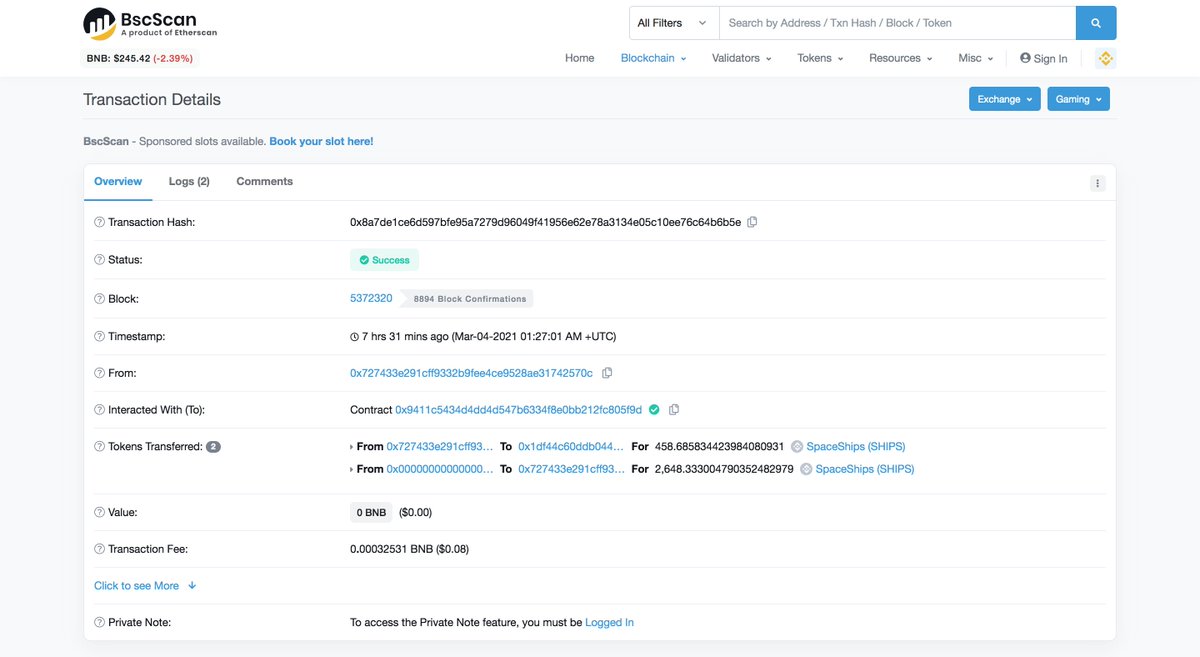 spaceshipsnet's tweet photo. First two #SpaceShips lottery were made, someone sent out 5 #SHIPS and won 7934 $SHIPS, the other one sent out 458 and received 2648. The more transaction you make, the higher possibility that you win a big amount of Ships:

https://t.co/kZbck3g1uF
 
https://t.co/8QMx0w2HTQ

#BSC https://t.co/eRkhho83Dm