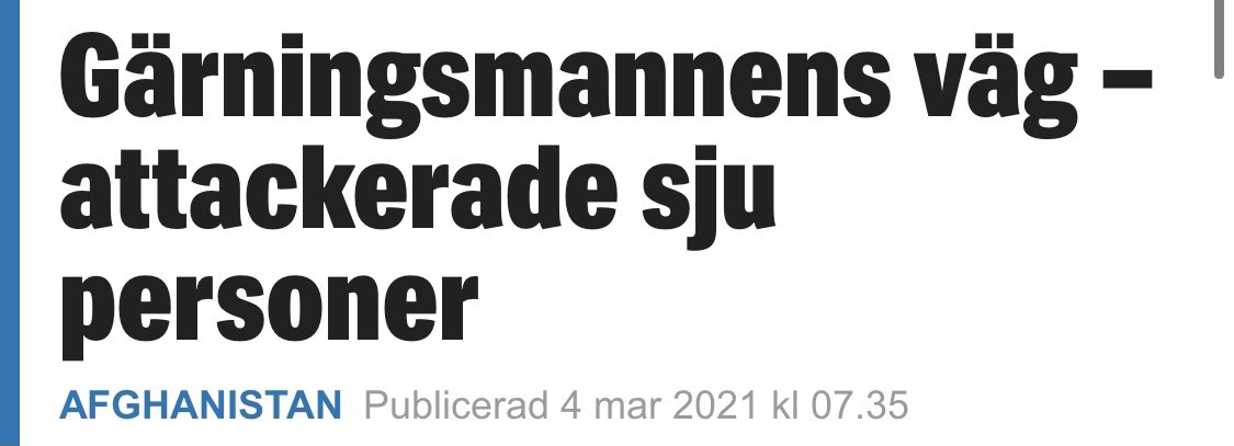 Nyfiken på <a href="/Expressen/">Expressen</a>’s resonemang bakom att sätta kategorin ”Afghanistan” på artikeln om Vetlanda?