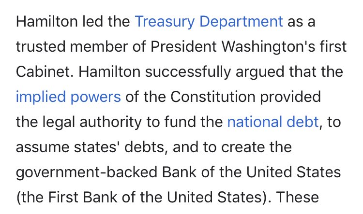 15/ UK provokes war with IS->US ends up in massive debt->US thinks it needs a centraI bankMadison was besties with Alexander Hamilton, British-territory-born father of *both* US CentraI BanksMore than that: he’s the father of National DebtPlenty has been written on him