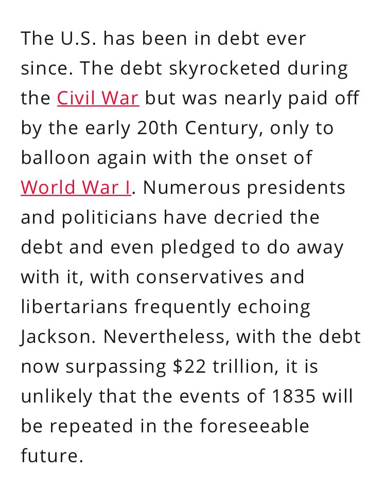 16/ Fast-Forward: as you may well knowPresident Jackson - for the first & only time - paid off our National DebtDisaster for [them] & their efforts to create financial sIavery!What could be done?More war, of course. But that’s another story
