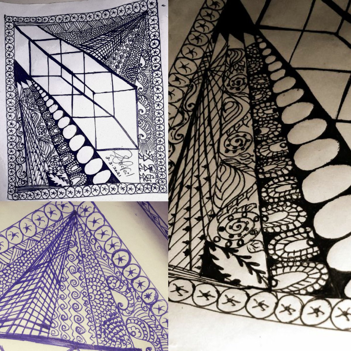 Dear tweepls , 
This was my next baby step on Zentangles curves.Tried my hands on zen-3D.Reinventing self through sketches !! #owncreation #ownshapes #selfidea #filtersused @Deepu_deeps12 @yessirtns @AladiEzhilvanan @PUKOSARAVANAN @Poorni05247673 @Balakumaran2004