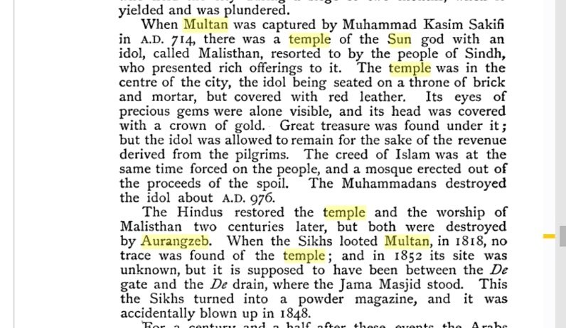 The Sun temple at Multan Destroyed by Aurangzeb such that no trace was left.