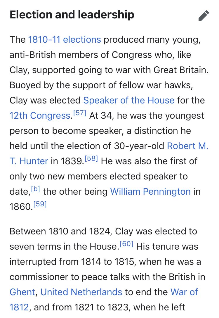 18/ Henry Clay was Speaker of the House & Sec of StateIn Congress, he was a major War Hawk, & led the call for a Declaration of War (which as shown above, the Brits were definitely seeking)Then he was involved in the treaty processOdd... Wait, rebuild his family fortune