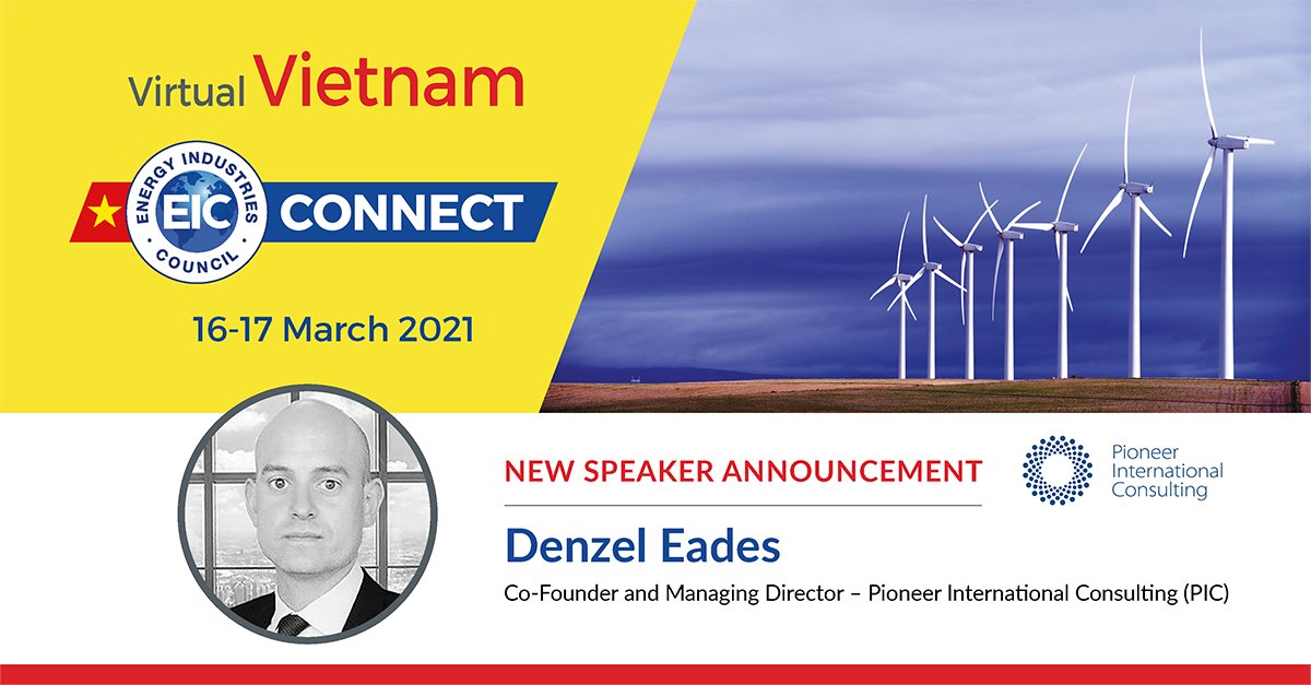 TheEICEnergy's tweet photo. Join our #EICConnect Virtual Vietnam conference and learn about business opportunities available in #Vietnam.

Denzel Eades, Managing Director at Pioneer International Consulting will join the Vietnam Energy Policies and Energy Outlook panel: https://t.co/QDToB1mpQ8 https://t.co/uZquaGsZ3E