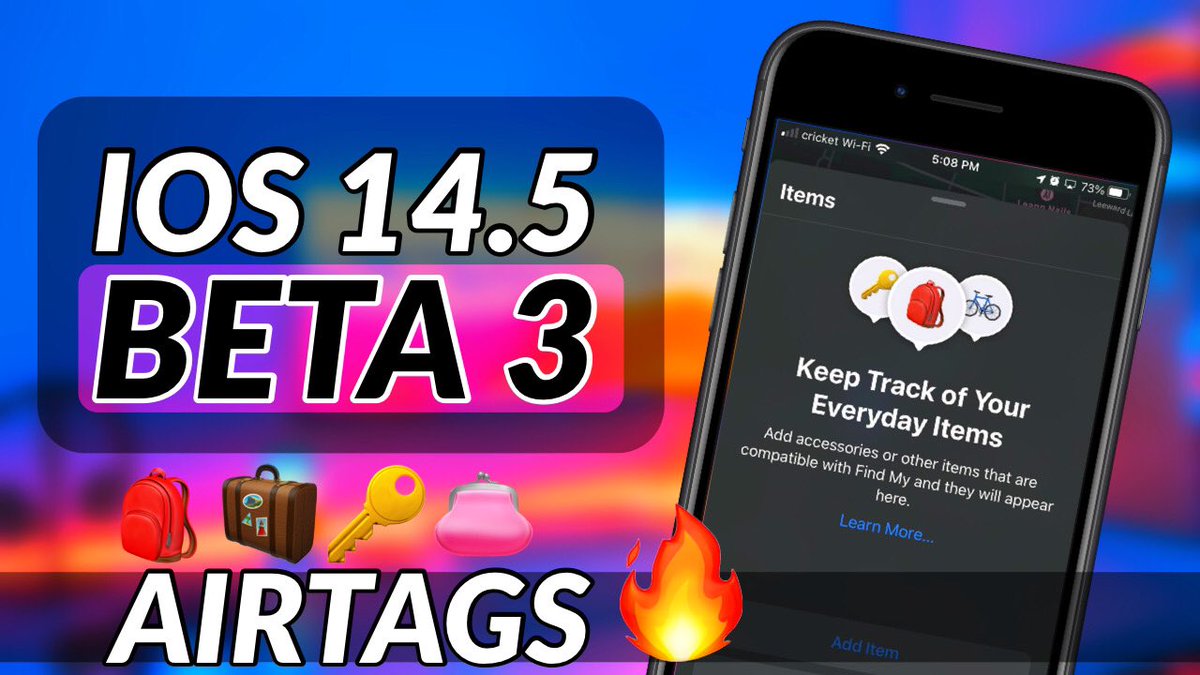 TechnicalBeardo's tweet image. Ape released iOS 14.5 Beta 3 as it is getting ready for AirTags.

youtu.be/GzfKr8yGr6U
.
Just small video covering what’s new iOS 14.5 Beta 3.
.
#iOS145Beta3 
#iOS145 #iOS14 #beta3 #iPhone #iPhoneupdate #iOSupdate #iOSupdateissue