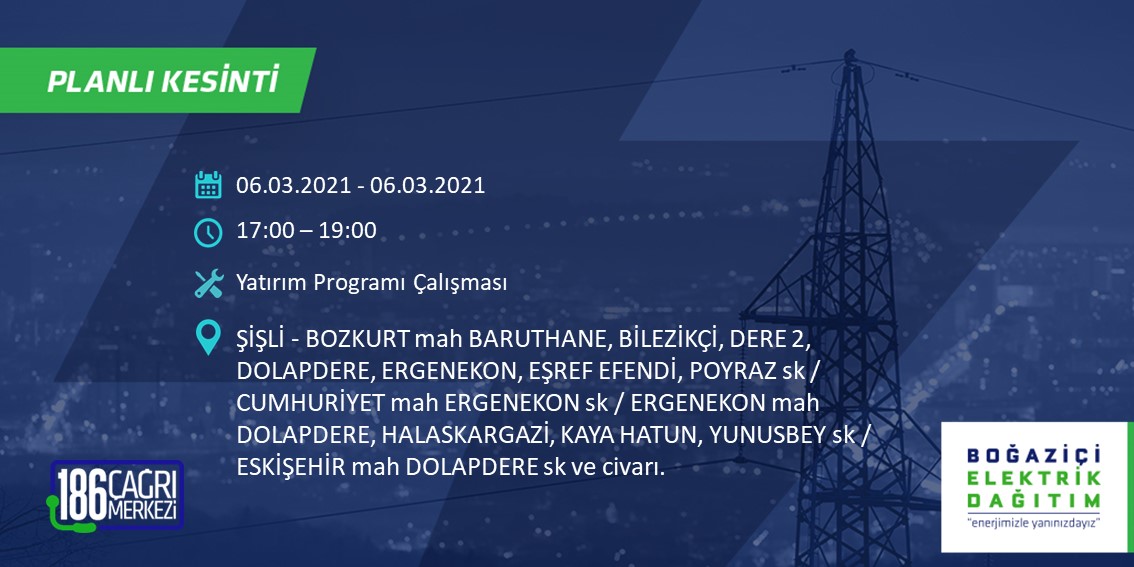 06.03.2021 tarihli Şişli ilçesi planlı kesinti 
<a href="/sislibelediyesi/">Şişli Belediyesi</a>