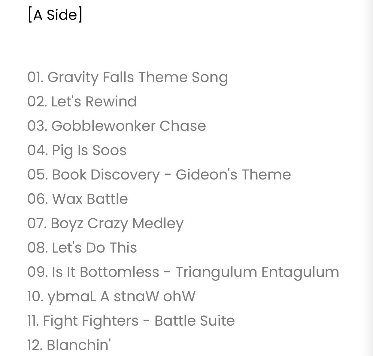 Gravityfallscipher On Twitter The Full Track List For The Gravityfalls Vinyl Soundtrack Is 