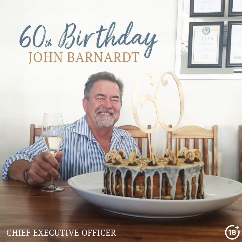 Happy birthday to our MD, John. 🍾
Here at Bonnievale we believe 60 is the new 30 (twice). 

Let's raise a glass of The Vale Sparkling!🥂

#bonnievalewines #Celebrate #wine #exceedexpectations #valesparkling #Sparkling