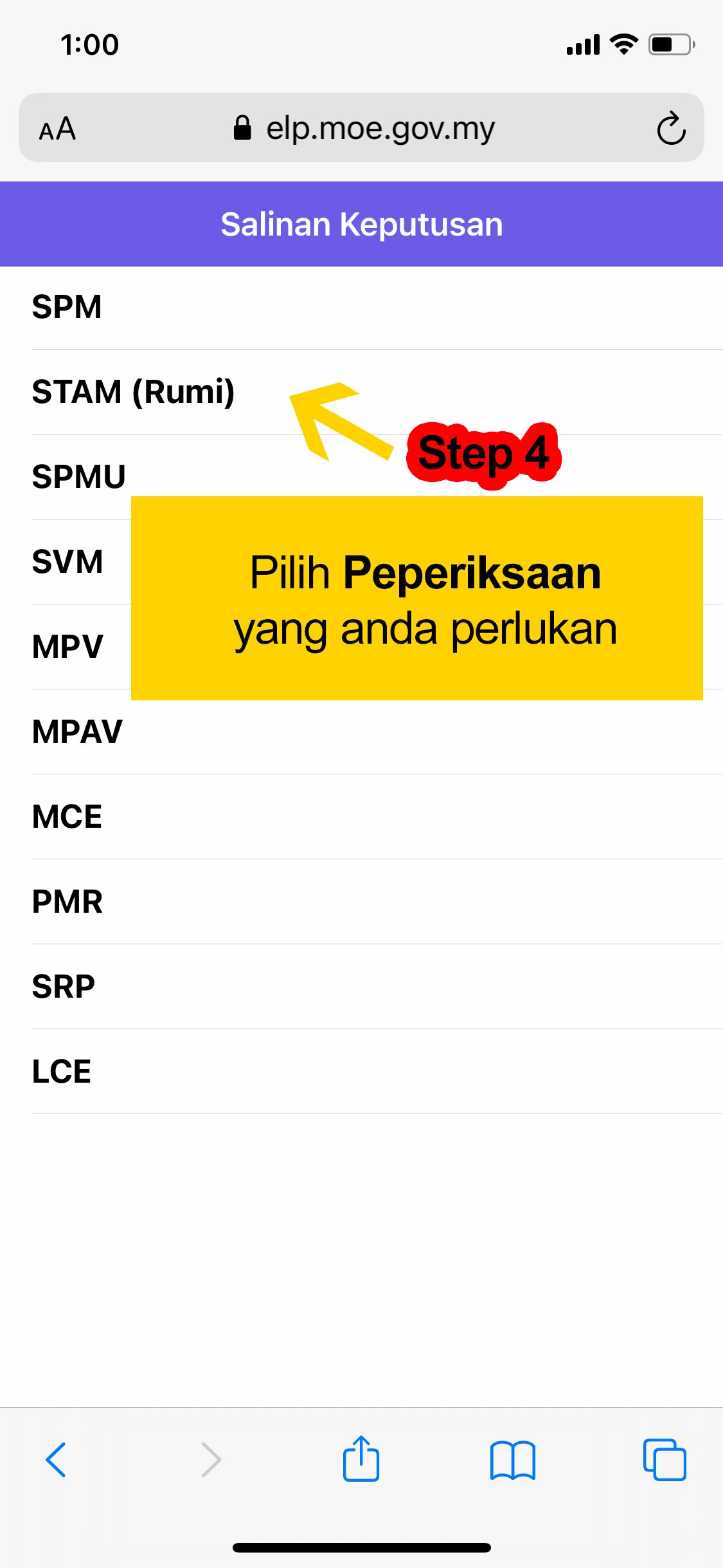 Lembaga peperiksaan elp Permohonan Semak