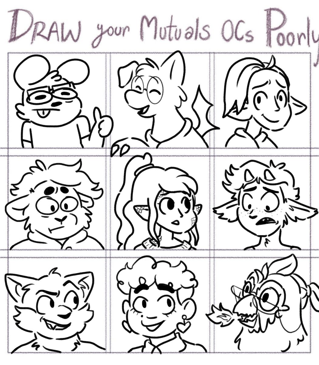 THANK U FRIENDS this was very fun here's some lineart and a quick colored version thank u for letting me draw ur lovely ocs 🥺 