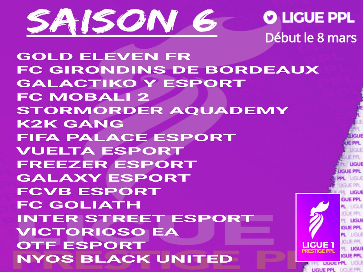 🇨🇵PRESTIGE LIGUE 1🇨🇵

Voici nos 16 participants de la #PrestigePPL_Ligue1 saison 6 !
Merci pour votre confiance !
Début : 08 Mars 2021.

Bon championnat !
#esport #esports #FIFA21 #ps4
#LiguePPL #ClubPro <a href="/RTduCP/">RT du Club Pro</a> <a href="/rtducp1/">𝐑𝐓_𝐄𝐒𝐏𝐎𝐑𝐓</a> <a href="/ClubPro_FR/">Clubs +</a> <a href="/GamingRTweeters/">Gaming RTs</a> <a href="/GamingRoomSAS/">Gamingroom</a>