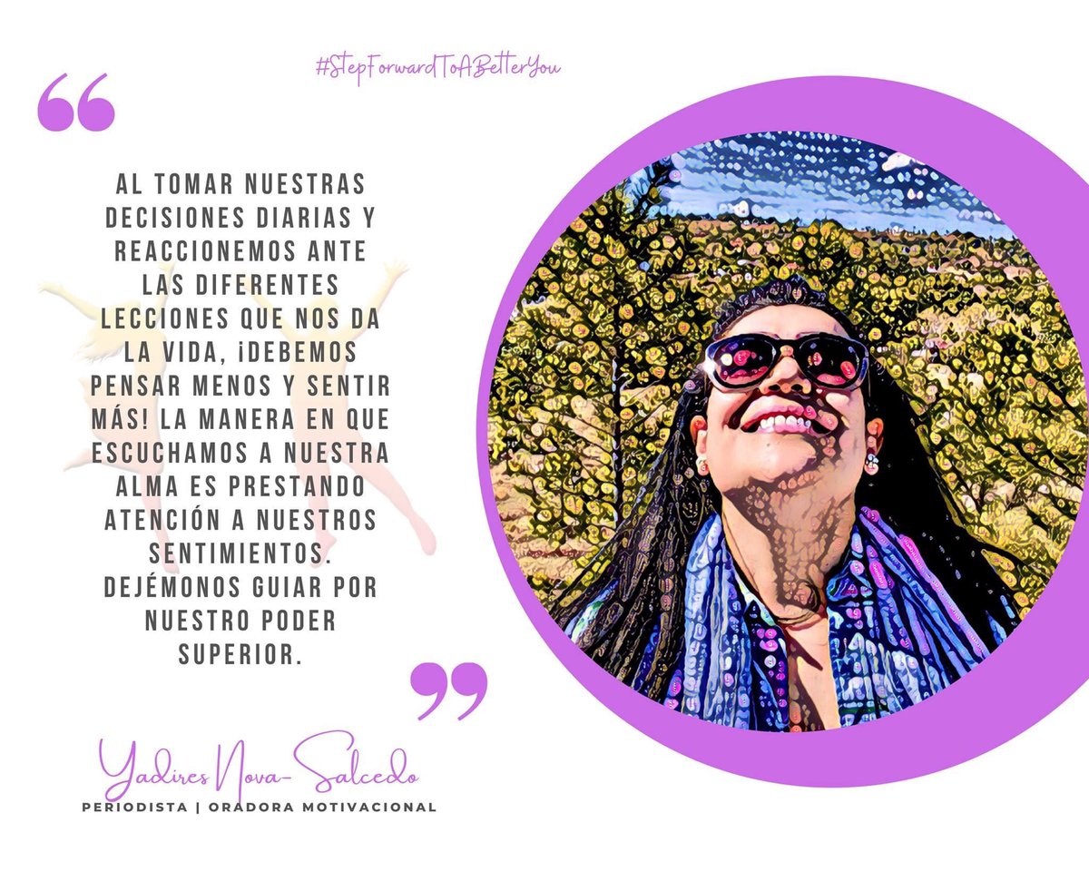 YadiresNS's tweet photo. Think LESS... Feel MORE! ♥️ Piense MENOS... Sienta MÁS!
Hope you like the Step Forward motivational QUOTES! Feel free to share! 🙂
Espero que las FRASES motivadoras de Step Forward sean de su agrado! Puede compartir si desea! 🙂
#stepforwardtoabetteryou
#stepforwardquotes https://t.co/7S12uYUBP9