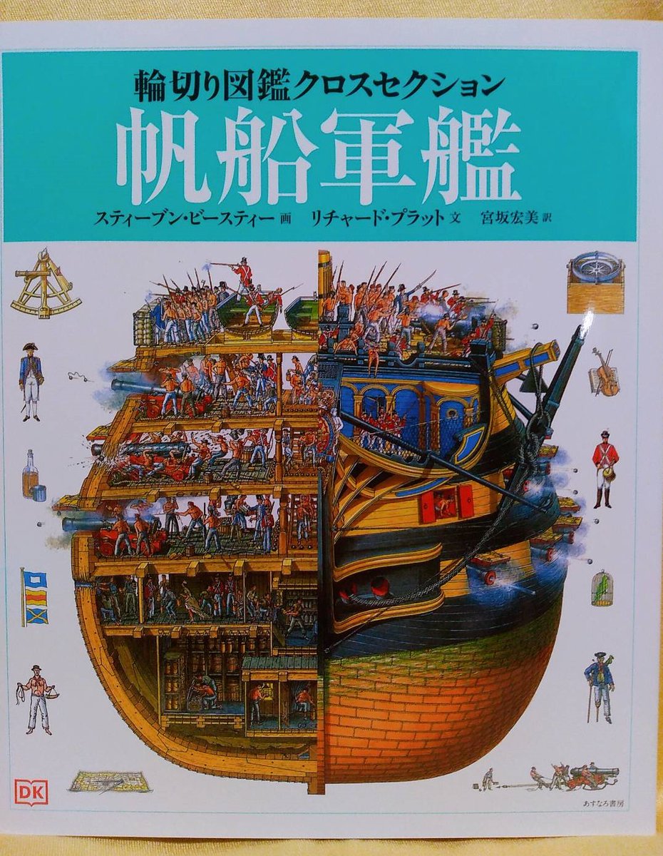 Ves Mysk 輪切り図鑑クロスセクション 帆船軍艦 あすなろ書房 の予約が始まりました 輪切り図鑑 大帆船 岩波書店 1994年 の新訳です 絵も文章も とにかく緻密でユーモラス 1800年頃の帆船軍艦の食事のことやトイレ事情など とても